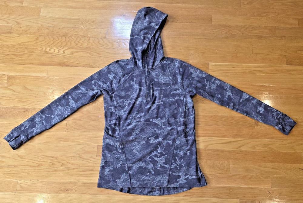 Lululemon Warm Stabilizer 1/2 Zip Hoodie Incognito Camo HTR Black Gray 6 Luon